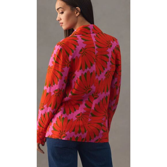 NWOT FARM RIO  Copacabana Notched-Lapel Linen-Blend Blazer, XL $268 - Picture 3 of 12